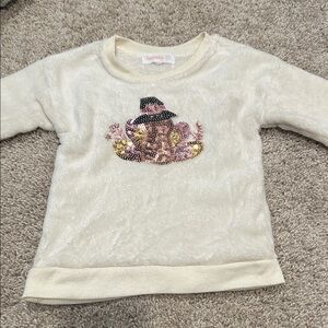 Cream Kids sweater with turkey Sequin Design
